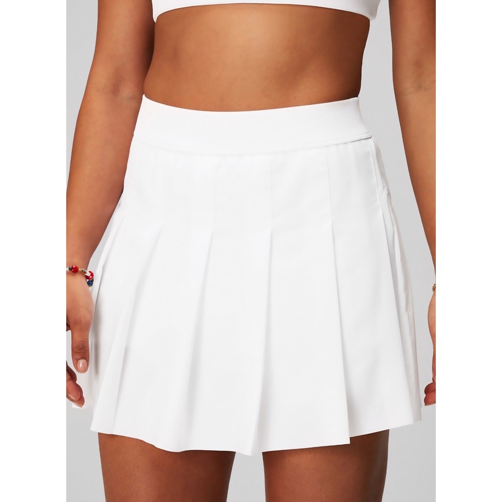 NWT Fabletics White Pleated Skirt Built In Shorts Athleisure Tennis Golf Sz M